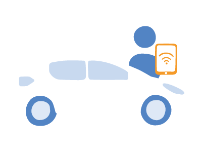 illustration-of-a-car-and-nurse-holding-a-mobile-device