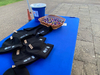 beanies-creme-eggs-and-a-donation-bucket-on-a-table